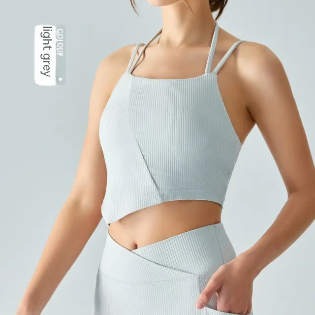Rib Yoga Shorts For Women Peach Hip Raise Light Gray Top - Shop at LoveMi
