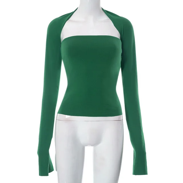 Summer New Solid Color Cape Top T shirt Dark Green - Shop at LoveMi