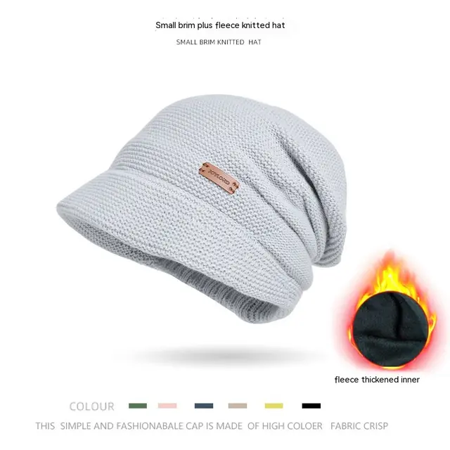 Fleece lined Pile Heap Cap Female Outdoor Keep Warm Pullover Hat Confinement Cap Light Gray - Shop at LoveMi