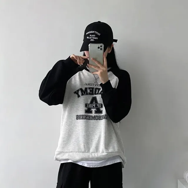 Women's Patchwork Pattern Sweater Springautumnwinter Korean Style Fleece lined Gray Velvet - Shop at LoveMi