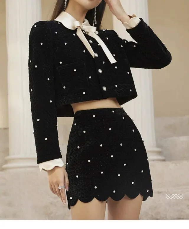 Women's Autumn Age reducing Velvet Suit Black - Shop at LoveMi