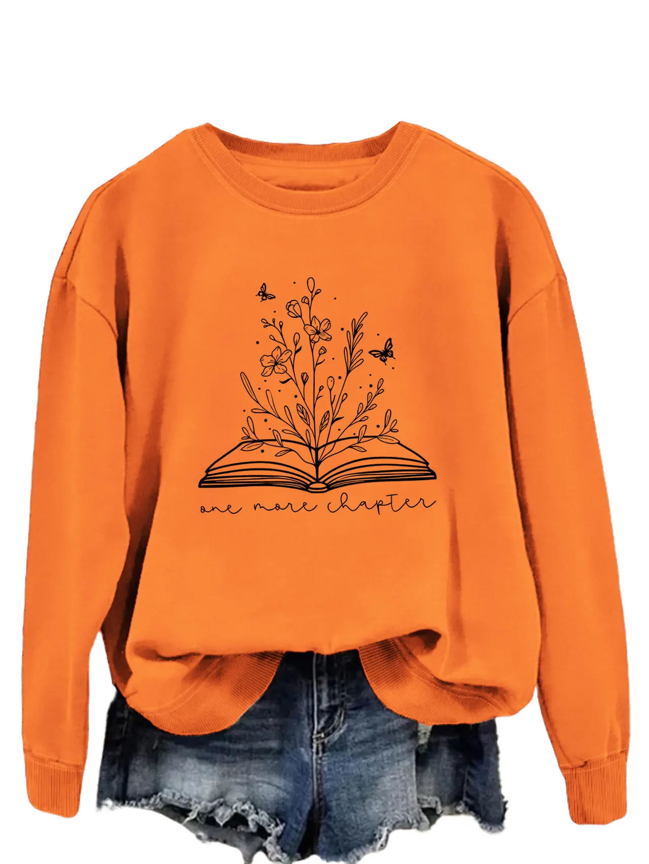Round Neck Simple Women's Long Sleeve Letter Loose Sweatshirt - 2 Colors