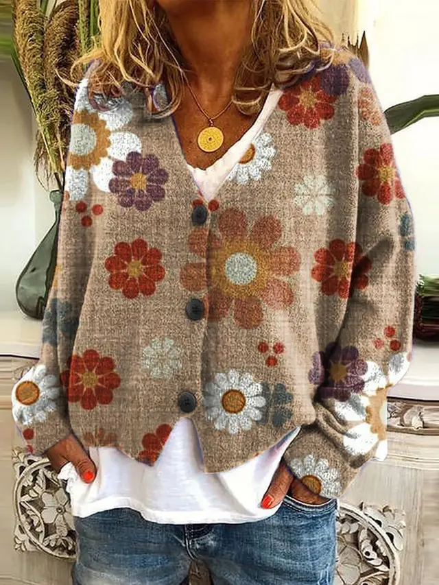 Christmas Abstract Printing Casual Cloak Coat Cardigan Sweater Qw1M231311E - Shop at LoveMi