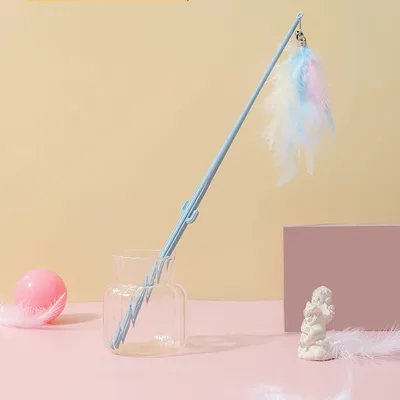 Cat Toy Teaser Plush Feather Bell Teaser Relieving Boredom Self Hi Pet Cactus Shape Blue - Shop at LoveMi