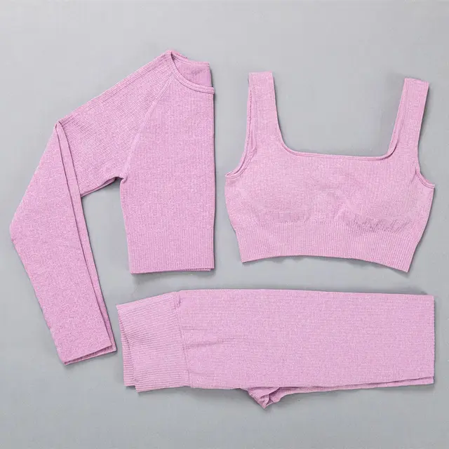 Yoga Clothes Suit Sportswear Jacquard High Elastic Casual Purple - Shop at LoveMi