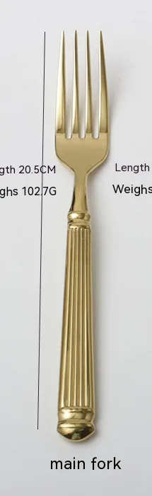 Roman Pillar Stainless Steel Thick Handle Knife Fork Spoon Set Golden Dinner Fork - Shop at LoveMi