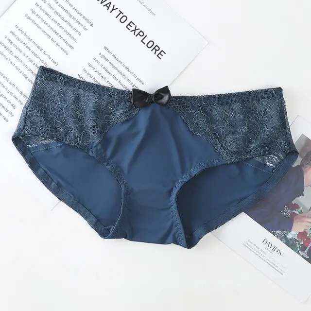 Women's Ice Silk Refreshing Low Waist Cute Bow Briefs Dark Green - Shop at LoveMi