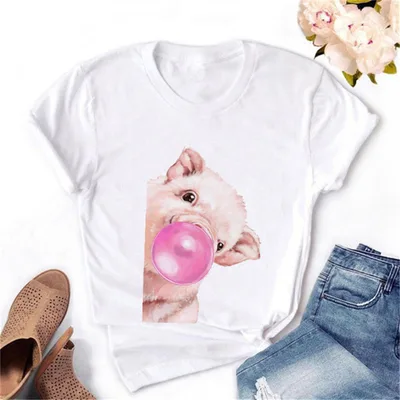 Women's Animal Balloon Printed Short Sleeve A01422 - Shop at LoveMi