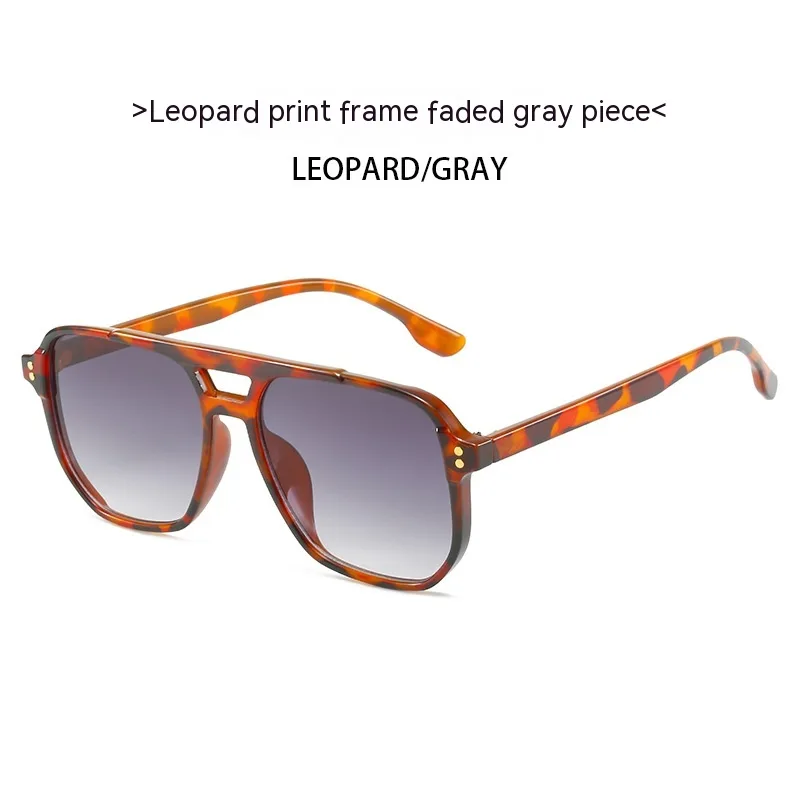 Large Rim Sunglasses Female Driving Beach Mirror - Leopard Print Frame