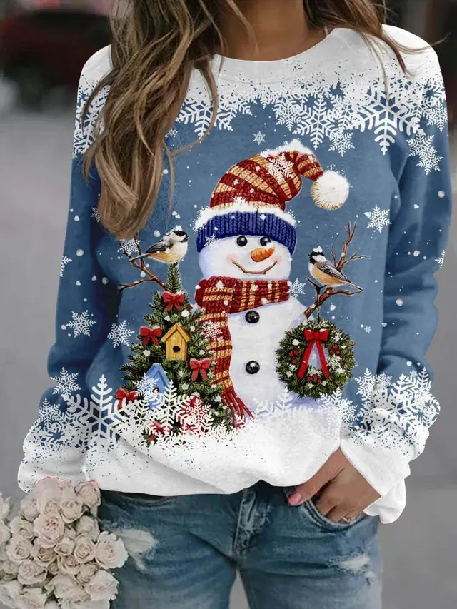 Women's Christmas Snowman Print Top 1 Color - Shop at LoveMi