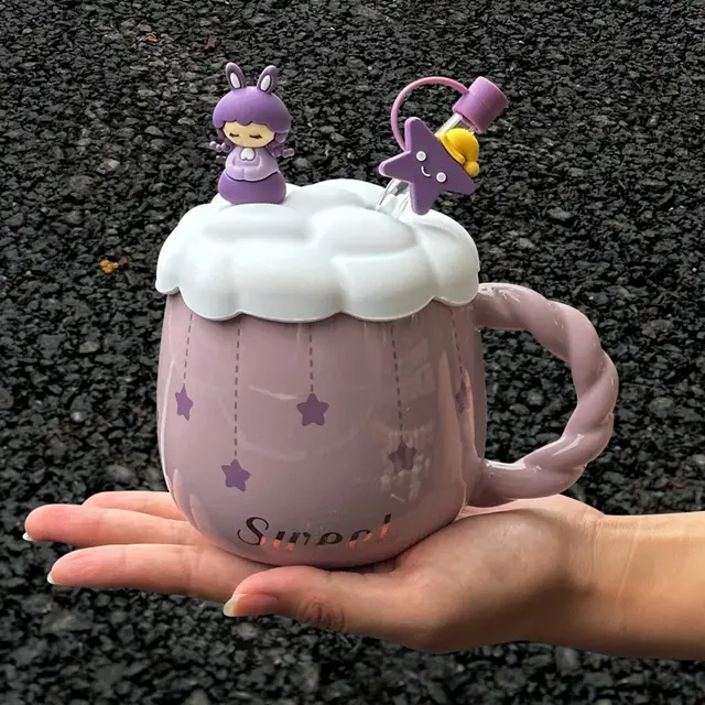 Ceramic Mug Practical Girl Birthday Party Student Gift Purple - Shop at LoveMi