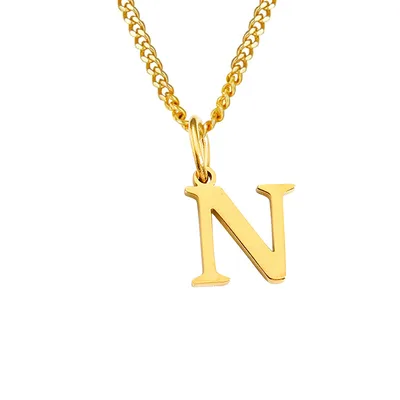 26 Letters All Match 14K Stainless Steel Necklace N Gold - Shop at LoveMi