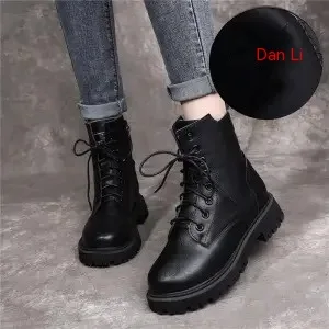 Showy Martin Boots For Women's Trendy Winter Plush Black - Shop at LoveMi