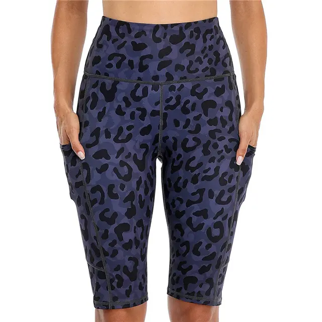 Women's Fashion Casual Leopard Print Printed High Waist High Stretch Yoga Pants Blue Leopard Pattern - Shop at LoveMi
