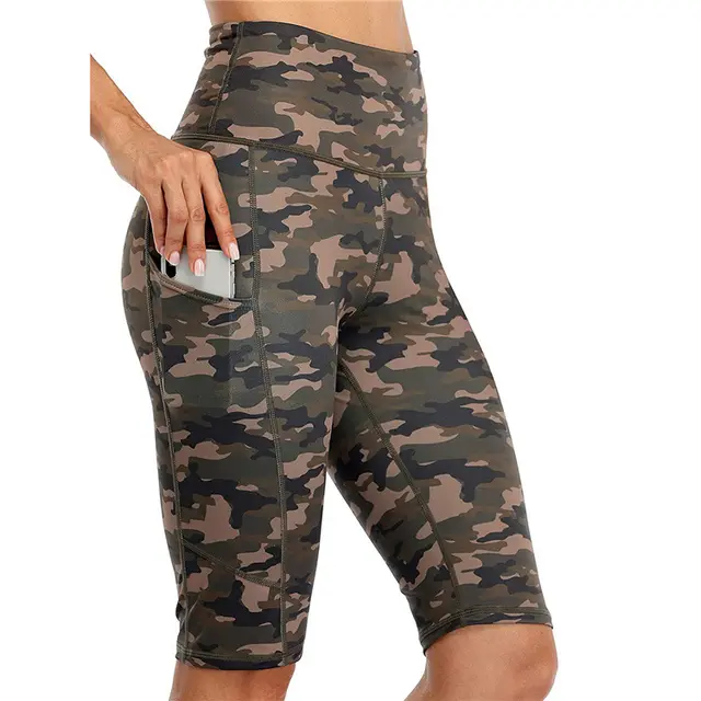 Women's Fashion Casual Leopard Print Printed High Waist High Stretch Yoga Pants Camouflage Dark Green - Shop at LoveMi