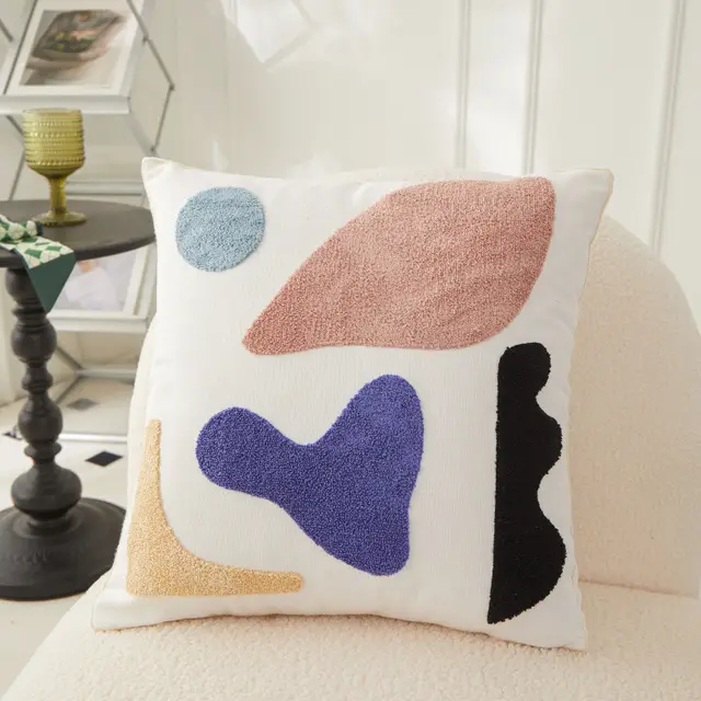 Embroidery Factory Design Simple Morandi Seaweed Color Block Plush Embroidery Pillowcase Kelp - Shop at LoveMi