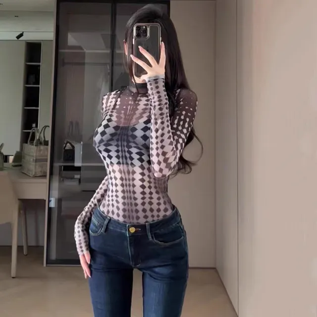 Women's Solid Color Slim Street Long Sleeve Bottoming Top Women Black - Shop at LoveMi