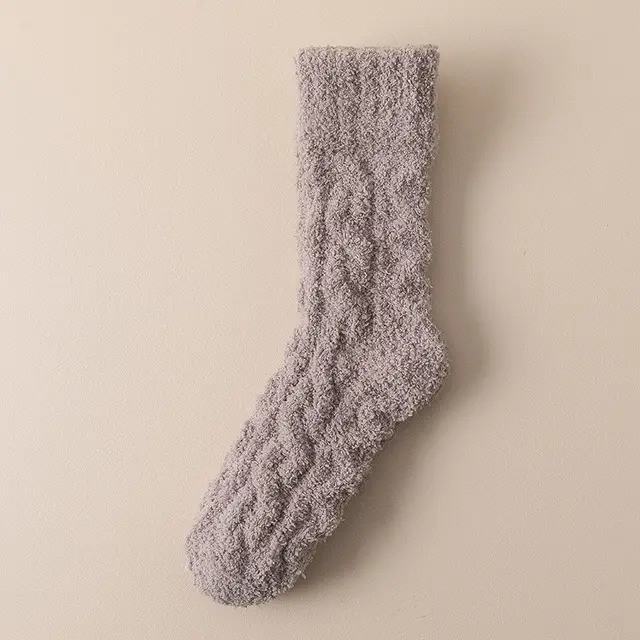 Winter Warm Fuzzy Coral Fleece Socks Women Men Velvet Thickened Home Sleepping Floor Socks Coffee - Shop at LoveMi