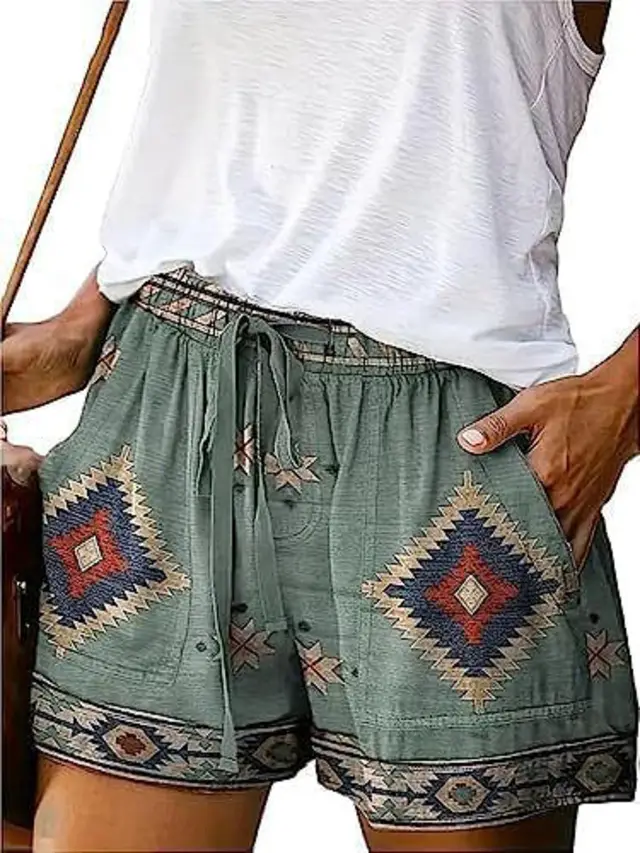 Women's Summer Lace up Loose Shorts 3D Printing Picture Color 1 0 - Shop at LoveMi