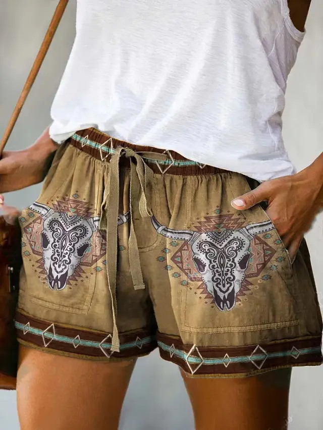 Women's Summer Lace up Loose Shorts 3D Printing Picture Color 5 - Shop at LoveMi