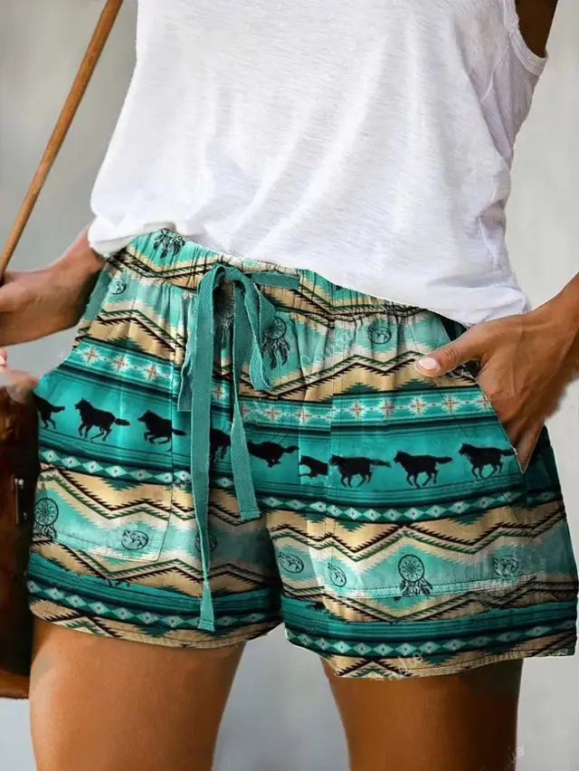 Women's Summer Lace up Loose Shorts 3D Printing Picture Color 8 - Shop at LoveMi