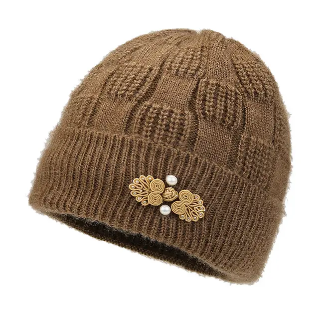 New Fleece Lined Padded Warm Keeping Woolen Cap Khaki - Shop at LoveMi