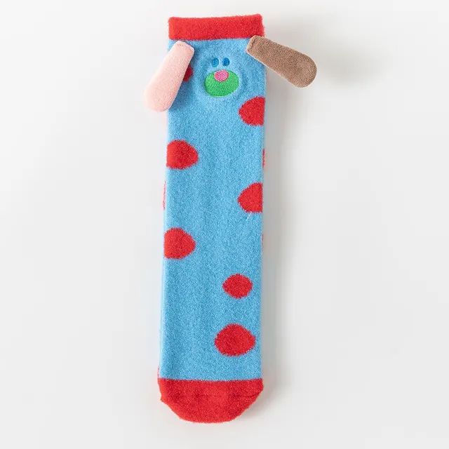Coral Fleece Fleece Lined Padded Warm Keeping Tube Socks Dots - Shop at LoveMi