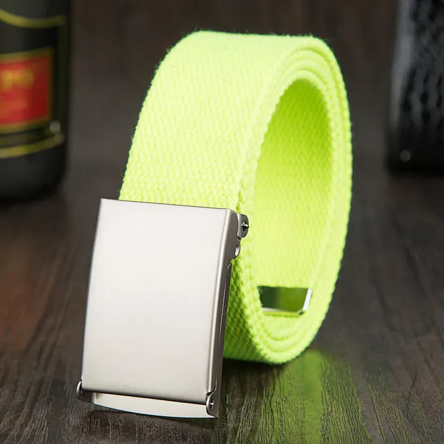 Matt Buckle Canvas Belt Candy Color Fluorescent Green - Shop at LoveMi