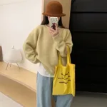 Women's Korean-style Knitted Tops Outerwear - Beige
