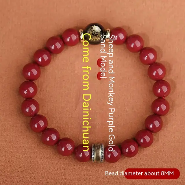 Cinnabar Bracelet Men's Purple Gold Sand Benming Buddha Bracelet Sheep Monkey - Shop at LoveMi