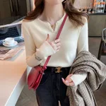 Women's Knitted Bottoming Shirt Fall And Winter Inner Wear - Apricot