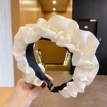High-grade Headband Women's High Skull Top Pleated Retro French Headdress - Beige