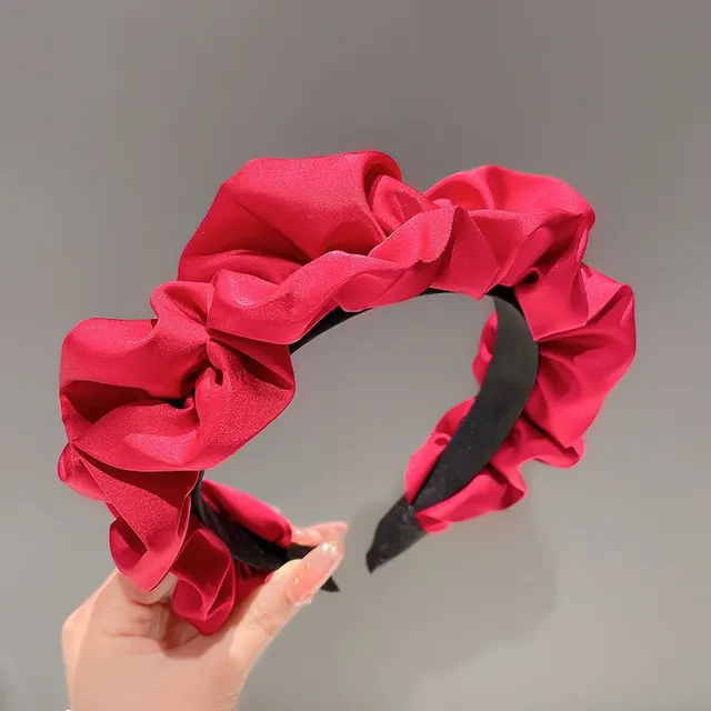 High grade Headband Women's High Skull Top Pleated Retro French Headdress Red - Shop at LoveMi