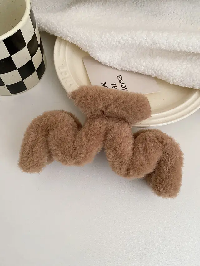 Autumn And Winter Plush Wave Grip Women's New High Sense Large Headdress Khaki - Shop at LoveMi
