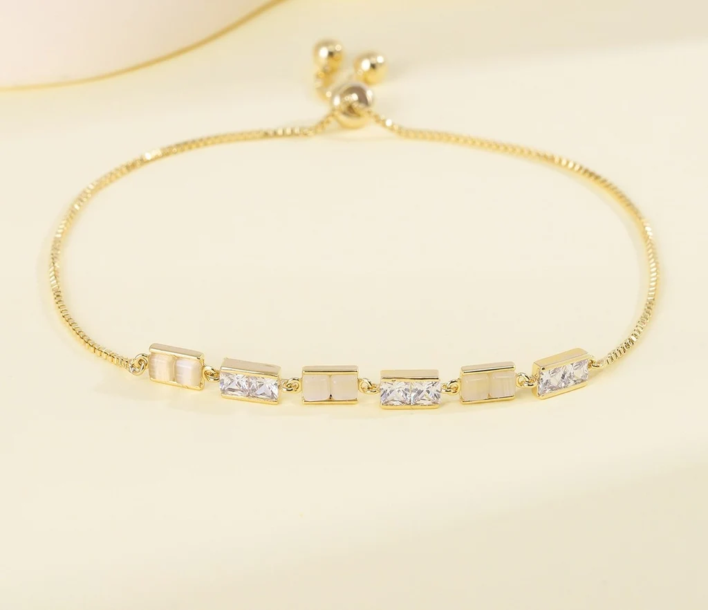 Micro Inlay Geometric Square Pull-out Bracelet Temperament Wild - Gold