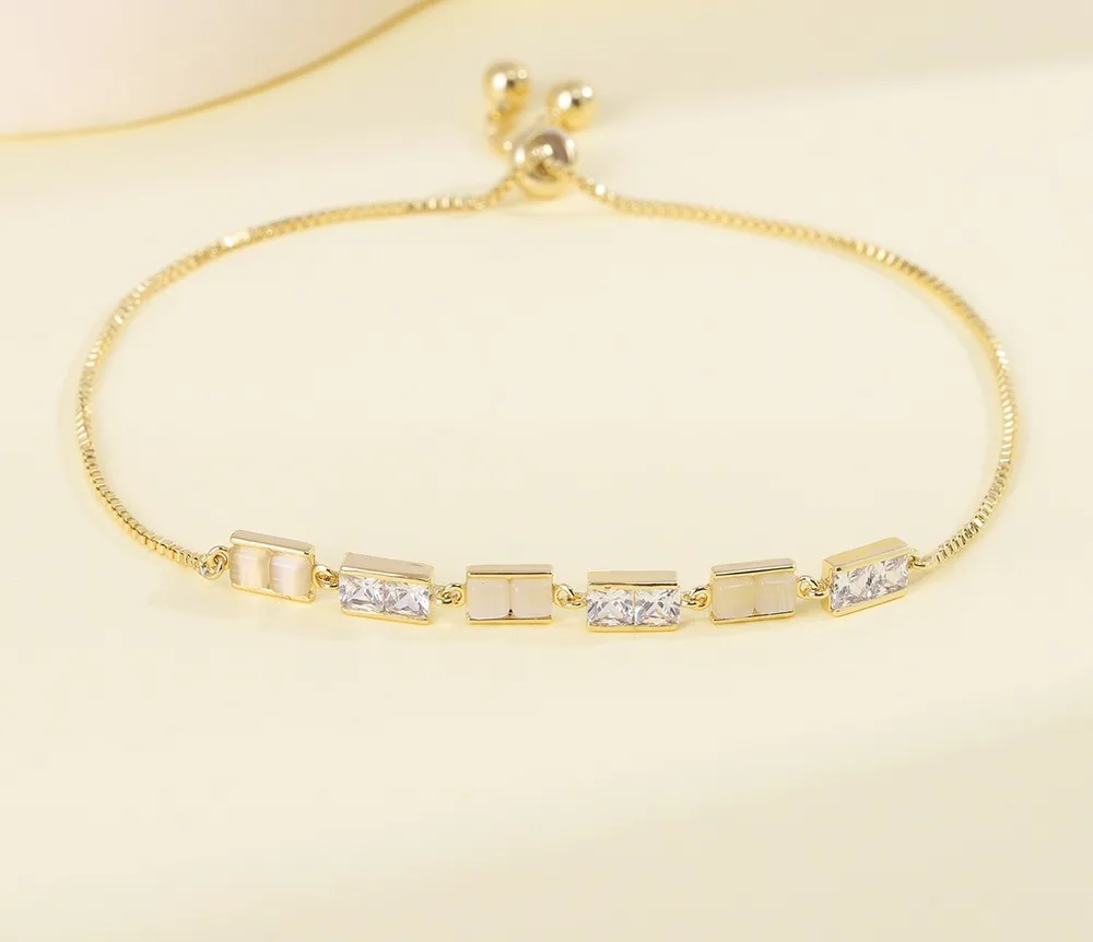 Micro Inlay Geometric Square Pull-out Bracelet Temperament Wild - Gold