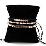 Micro Inlaid Zircon Long Copper Bead Woven Tassel Bracelet - Rose Gold