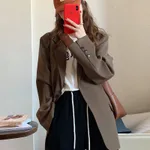 Women's Brown Suit Jacket Spring And Autumn Korean Style Sense Of Design Student Online Red Suit Jacket - Coffee Color - View 1