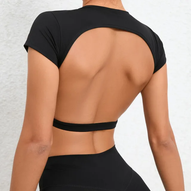 No Chest Pad Nude Feel Yoga Clothes Tight Quick drying Sports Yoga Jacket Black - Shop at LoveMi
