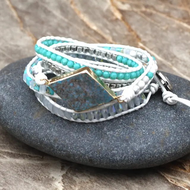Diamond Woven White Leather Bohemian Creative Multi layer Jewelry - Shop at LoveMi