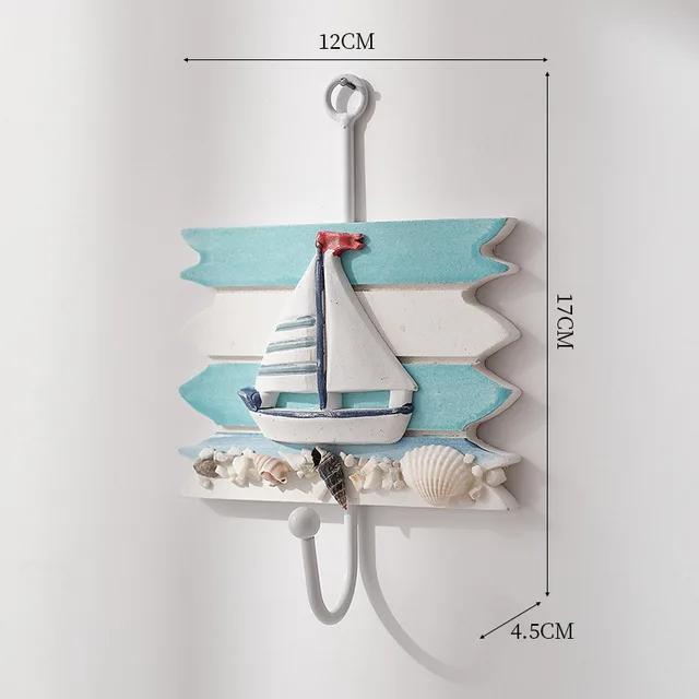 Ocean Style Home Ornament Hat and coat Hook Creative Set Of Four Sailing Hooks - Shop at LoveMi