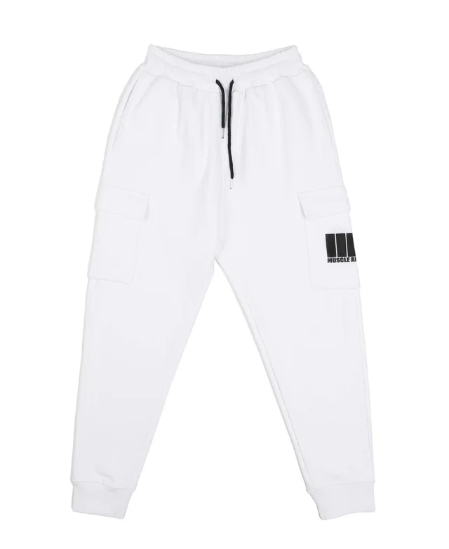 Casual Cotton Stretch Slim Fit Multi pocket Trousers White Black Flower - Shop at LoveMi