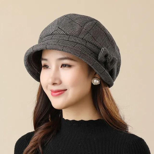 Plaid Warm Fashion Casual All matching Fisherman Hat Dark Gray - Shop at LoveMi