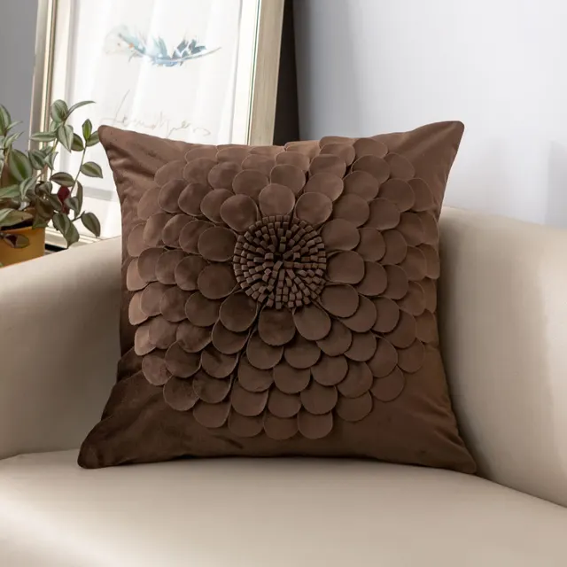 Affordable Luxury Style French Cream Style Three dimensional Petals Netherlands Velvet Simple Sofa Pillow Coffee - Shop at LoveMi