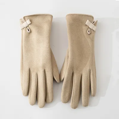 Suede Gloves For Women Fleece lined Warm Beige - Shop at LoveMi