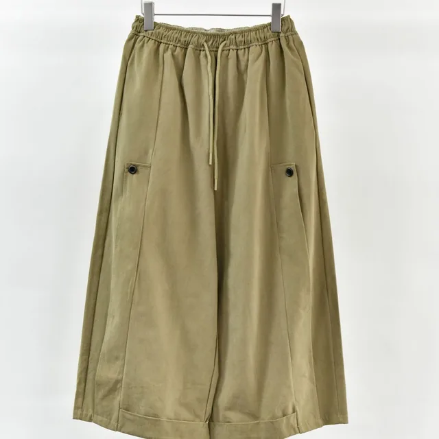 Women's Half rolled Leg Simple Side Stripe Design Loose Wide leg Pants Linen Brown - Shop at LoveMi