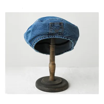 Denim Beret Women's Vintage Painter Hat Deep Sea Blue - Shop at LoveMi