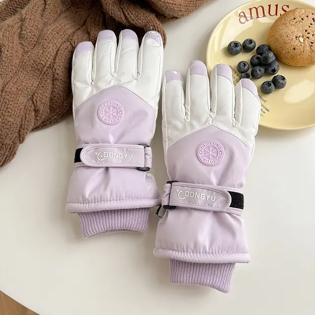 Skiing Leather Gloves Touch Screen Men's Warm Purple Women'S - Shop at LoveMi