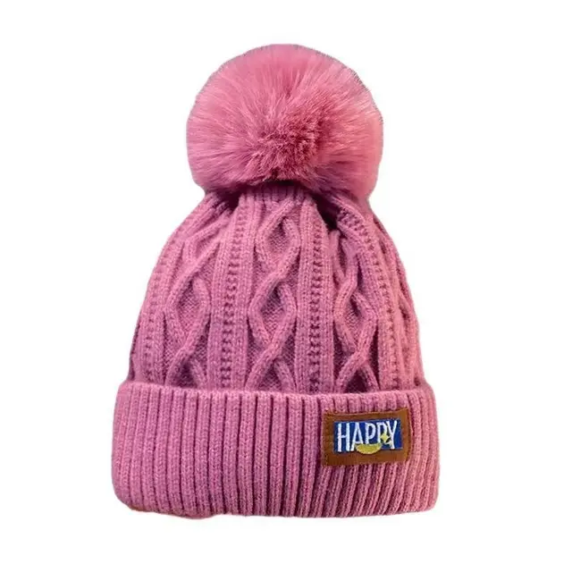 Winter Fleece lined Woolen Thickened Warm Knitted Hat Peach Pink - Shop at LoveMi