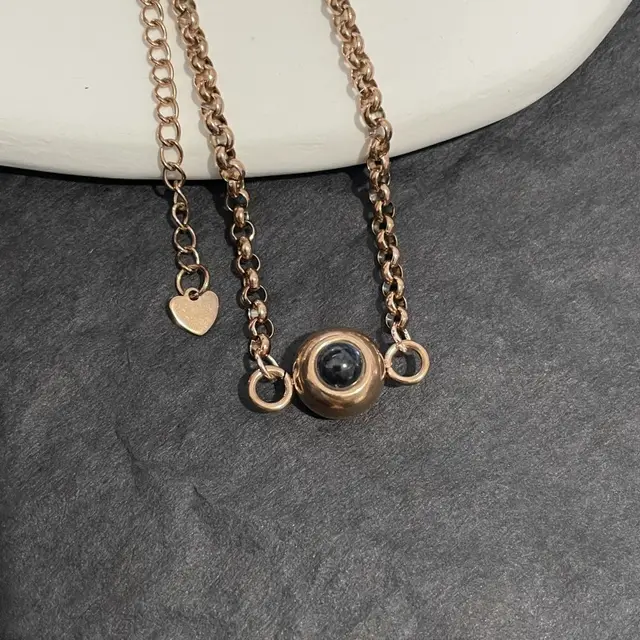 Personalized Photo Projection Titanium Steel Couple Bracelet Rose Gold - Shop at LoveMi